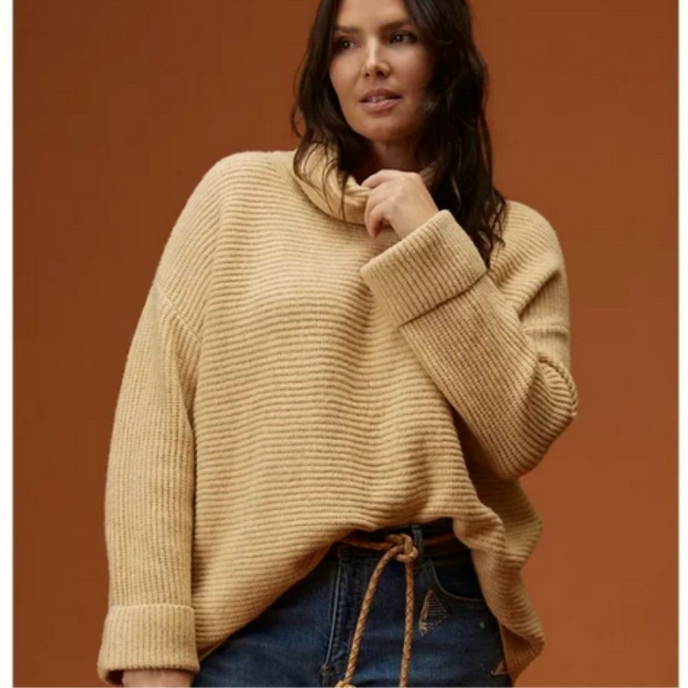 Pilcro Cowl Neck Knit Sweater Women’s XS Oversized Tan Neutral Beige Minimalist